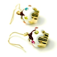 Gold-color Cupcake Dangle Charm Earrings Fashion Jewelry Gold-color Cupcake Dangle Charm Earrings Fashion Jewelry