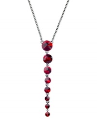 Resplendent in red. This Y-shaped necklace from GUESS is crafted from hematite-tone mixed metal with glass crystal stones adding a dazzling touch. Item comes packaged in a signature GUESS Gift Box. Approximate length: 18 inches + 2-inch extender. Approximate drop: 4 inches. Resplendent in red. This Y-shaped necklace from GUESS is crafted from hematite-tone mixed metal with glass crystal stones adding a dazzling touch. Item comes packaged in a signature GUESS Gift Box. Approximate length: 18 inches + 2-inch extender. Approximate drop: 4 inches.