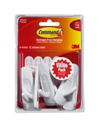 Command Medium Hooks, White, 6-Hook Command Medium Hooks, White, 6-Hook