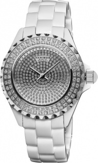 Akribos XXIV Women's AKR457WT Lady Diamond Collection Ceramic Swiss Quartz Watch Akribos XXIV Women's AKR457WT Lady Diamond Collection Ceramic Swiss Quartz Watch