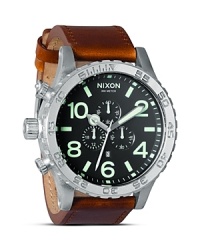 Modern and masculine. Nixon's stainless steel chronograph is a forward fasten-on that keeps pace with everything from strict tailoring to casual off-duty looks. Modern and masculine. Nixon's stainless steel chronograph is a forward fasten-on that keeps pace with everything from strict tailoring to casual off-duty looks.