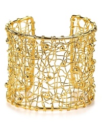 Gleaming cuffs make a bold statement, yet Melinda Maria's woven style has a delicate side. In twisted mesh, this piece adds artisan elegance to every look. Gleaming cuffs make a bold statement, yet Melinda Maria's woven style has a delicate side. In twisted mesh, this piece adds artisan elegance to every look.