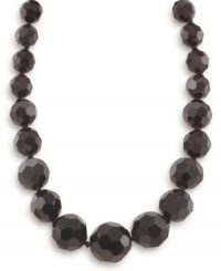 Black-out style, by Carolee. Necklace crafted from graduated, faceted glass beads in jet black. Set in hematite-plated mixed metal. Approximate length: 18 inches + 2-inch extender. Black-out style, by Carolee. Necklace crafted from graduated, faceted glass beads in jet black. Set in hematite-plated mixed metal. Approximate length: 18 inches + 2-inch extender.