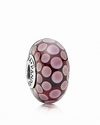 This sizable murano glass charm features a snakeskin-inspired pattern for a touch of exotic glamour. Logo-engraved sterling silver trim displays the PANDORA signature. This sizable murano glass charm features a snakeskin-inspired pattern for a touch of exotic glamour. Logo-engraved sterling silver trim displays the PANDORA signature.