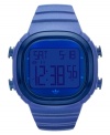 Get energized with this cool blue digital watch from the always-sporty adidas.