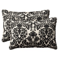 Pillow Perfect Decorative Black/Beige Damask Toss Pillow Rectangle, 2-Pack Pillow Perfect Decorative Black/Beige Damask Toss Pillow Rectangle, 2-Pack