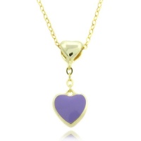 Lily Nily 18k Gold Overlay Children's Lavender Enamel Heart Dangle Pendant Necklace Lily Nily 18k Gold Overlay Children's Lavender Enamel Heart Dangle Pendant Necklace