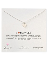 Get in a NY state of mind with this Dogeared pendant necklace, which dangles a delicate love note to your kind of town. Get in a NY state of mind with this Dogeared pendant necklace, which dangles a delicate love note to your kind of town.