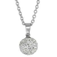 Hot 12mm White Pave Disco Ball Pendant With 20 Stainless Steel Chain Hot 12mm White Pave Disco Ball Pendant With 20 Stainless Steel Chain