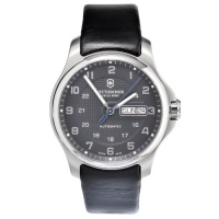 Victorinox Swiss Army Men's 241546.1 Leather Officers Automatic Analog Grey Dial Watch Victorinox Swiss Army Men's 241546.1 Leather Officers Automatic Analog Grey Dial Watch