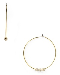 The traditional hoop earring gets a Michael Kors update with this pair, featuring a triple pave crystal ball detail. The traditional hoop earring gets a Michael Kors update with this pair, featuring a triple pave crystal ball detail.