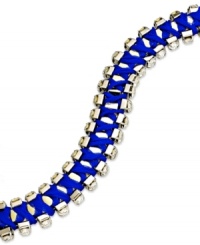 Perfectly wrapped package. Bar III's flex bracelet ties together your look with colorful chiffon, glittering crystals and a two-tone shine. Crafted in gold tone mixed metal. Approximate length: 8 inches + 1-inch extender. Perfectly wrapped package. Bar III's flex bracelet ties together your look with colorful chiffon, glittering crystals and a two-tone shine. Crafted in gold tone mixed metal. Approximate length: 8 inches + 1-inch extender.