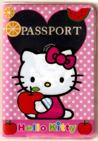 Hello Kitty holding apple with heart window Sanrio Passport Cover Hello Kitty holding apple with heart window Sanrio Passport Cover