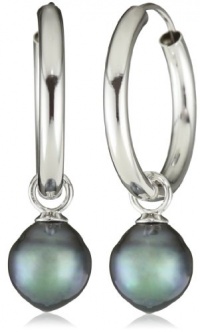 TARA Pearls Sterling Silver Tahitian 8x9mm Pearl Drop Earrings TARA Pearls Sterling Silver Tahitian 8x9mm Pearl Drop Earrings
