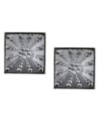 Square appeal. This pair of stud earrings from Haskell is crafted from hematite-tone mixed metal with beaded accents raising the bar on style. Approximate drop: 1 inch. Square appeal. This pair of stud earrings from Haskell is crafted from hematite-tone mixed metal with beaded accents raising the bar on style. Approximate drop: 1 inch.