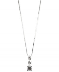 The sophistication of sparkle. A trio of round-cut glass accents are strung lovingly from a silver tone chain on this Anne Klein necklace. Crafted in silver tone mixed metal. Approximate length: 16 inches + 2-inch extender. Approximate drop: 1 inch. The sophistication of sparkle. A trio of round-cut glass accents are strung lovingly from a silver tone chain on this Anne Klein necklace. Crafted in silver tone mixed metal. Approximate length: 16 inches + 2-inch extender. Approximate drop: 1 inch.