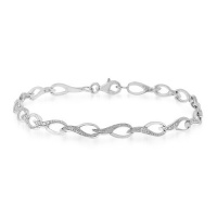 Sterling Silver Rain Drop Bracelet with Diamond Accent - 7.5 Sterling Silver Rain Drop Bracelet with Diamond Accent - 7.5