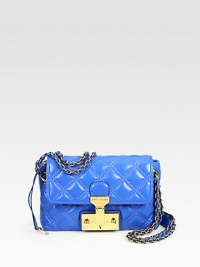 Luxurious lambskin leather in a classic quilted texture with a leather accented chain link strap.Single or double leather accented chain link shoulder strap, 12-23 dropPush-lock flap closureOne inside zip pocketsOne inside open pocketFour inside credit card slotsCanvas lining7¾W X 5H X 2DMade in Italy Luxurious lambskin leather in a classic quilted texture with a leather accented chain link strap.Single or double leather accented chain link shoulder strap, 12-23 dropPush-lock flap closureOne inside zip pocketsOne inside open pocketFour inside credit card slotsCanvas lining7¾W X 5H X 2DMade in Italy