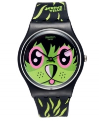 The So Far Away watch from Swatch features eye-catching artwork. Includes special kidrobot packaging with Dunny. The So Far Away watch from Swatch features eye-catching artwork. Includes special kidrobot packaging with Dunny.