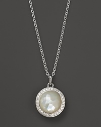 A luminous mother-of-pearl stone is set in a glittering diamond bezel on Ippolita's Lollipop necklace. A luminous mother-of-pearl stone is set in a glittering diamond bezel on Ippolita's Lollipop necklace.