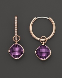 Lisa Nik 18K Rose Gold Diamond Hoop Earrings with Amethyst Detachable Drops, 0.16 ct. t.w. Lisa Nik 18K Rose Gold Diamond Hoop Earrings with Amethyst Detachable Drops, 0.16 ct. t.w.