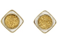 Delatori Square Silver with 18kt Gold Plated Accents and Yellow Druzy Center Delatori Square Silver with 18kt Gold Plated Accents and Yellow Druzy Center