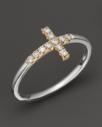 Diamond and 14K White and Yellow Gold Cross Ring, .15 ct. t.w. Diamond and 14K White and Yellow Gold Cross Ring, .15 ct. t.w.