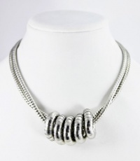 Nine West Necklace, Silver-Tone Serpentine Chain with Chunky Rings Frontal Necklace Nine West Necklace, Silver-Tone Serpentine Chain with Chunky Rings Frontal Necklace