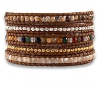 Chan Luu Multi Mix Wrap Bracelet on Natural Brown Leather Chan Luu Multi Mix Wrap Bracelet on Natural Brown Leather