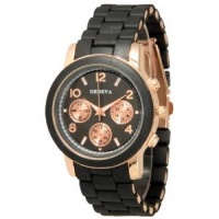 Black Rose Gold Chronograph Look Analog Watch Black Rose Gold Chronograph Look Analog Watch