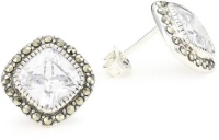 Judith Jack Classics Sterling Silver Marcasite Pave Square Cubic Zirconia Button Earrings Judith Jack Classics Sterling Silver Marcasite Pave Square Cubic Zirconia Button Earrings