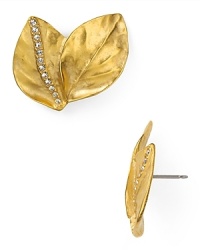 The leaf motif comes cast in striking gold plated metal on this pair of button earrings from Carolee Lux. Slip them up for a glamorous take on natural inspiration. The leaf motif comes cast in striking gold plated metal on this pair of button earrings from Carolee Lux. Slip them up for a glamorous take on natural inspiration.