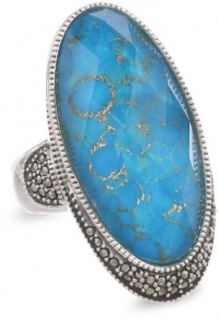 Judith Jack It's Time Sterling Silver, Marcasite and Turquoise Oval Ring, Size 7 Judith Jack It's Time Sterling Silver, Marcasite and Turquoise Oval Ring, Size 7