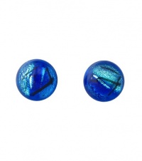 Sterling Silver Dichroic Glass Translucent Dark Blue Stud Earrings Sterling Silver Dichroic Glass Translucent Dark Blue Stud Earrings