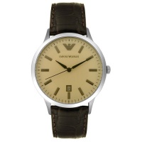 Emporio Armani Men's AR2427 Large Stainless Steel and Brown Leather Watch Emporio Armani Men's AR2427 Large Stainless Steel and Brown Leather Watch