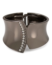 Clean lines find a tough chic edge on this striking Aqua cuff bracelet, crafted from gunmetal plate with crystal detailing. Clean lines find a tough chic edge on this striking Aqua cuff bracelet, crafted from gunmetal plate with crystal detailing.