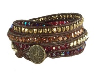 Crimson Beaded Leather Wrap Bracelet (small (28.5)) Crimson Beaded Leather Wrap Bracelet (small (28.5))