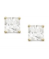 Pint-sized sparkle that packs a punch. CRISLU's stunning stud earrings feature princess-cut cubic zirconias (4 ct. t.w.) set in 18k gold over sterling silver. Approximate diameter: 1/3 inch.