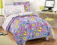 Sweet Butterfly Ultra Soft Microfiber Comforter Bedding Set, Purple Multi Sweet Butterfly Ultra Soft Microfiber Comforter Bedding Set, Purple Multi