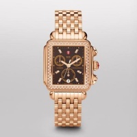 MICHELE Signature Deco Diamond Rose Gold, Brown Diamond Dial