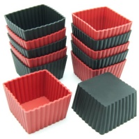 Freshware 12-Pack Mini Square Silicone Reusable Baking Cup Freshware 12-Pack Mini Square Silicone Reusable Baking Cup