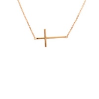 apop nyc 14k Rose Gold Vermeil Horizontal Cross Necklace 16 - 17 inch