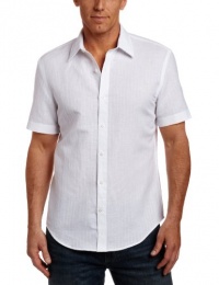 Perry Ellis Men's Short Sleeve Textured Stripe Woven Shirt Perry Ellis Men's Short Sleeve Textured Stripe Woven Shirt
