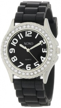 XOXO Women's XO3271 Black Dial Crystal Bezel Boyfriend Silicone Rubber Strap Watch XOXO Women's XO3271 Black Dial Crystal Bezel Boyfriend Silicone Rubber Strap Watch