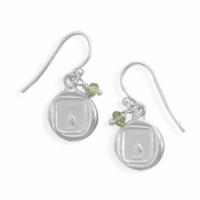 Sterling Silver Dove Tag Charm and Peridot Bead Earrings Sterling Silver Dove Tag Charm and Peridot Bead Earrings