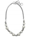 Givenchy's gorgeous necklace design combines imitation pearls and sparkling crystals in a stylish frontal setting. Crafted in imitation rhodium plated mixed metal. Approximate length: 16 inches + 2-inch extender.