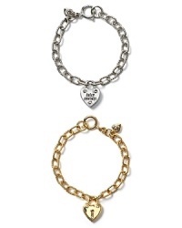 Just what she wants this year... a Juicy Couture starter bracelet that comes the perfect first charm:a puffy heart lock. Shown with iconic Juicy script and glass crystal accents.