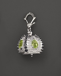 Inspired by Zen philosophy, this polished sterling silver Raja meditation bell from Paul Morelli is set with peridot and black spinel. Inspired by Zen philosophy, this polished sterling silver Raja meditation bell from Paul Morelli is set with peridot and black spinel.
