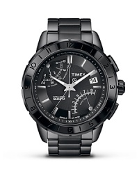 Modern, sleek and simple, Timex's blacked out chronograph is a forward fasten on. Wear it 100-meters under water, skulking after hours or simply to the office. Modern, sleek and simple, Timex's blacked out chronograph is a forward fasten on. Wear it 100-meters under water, skulking after hours or simply to the office.