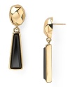 Crafted from gold plate with rectangular stones, these drop earrings by Carolee Lux will lend classic outfits a touch of Art Deco-inspired verve.